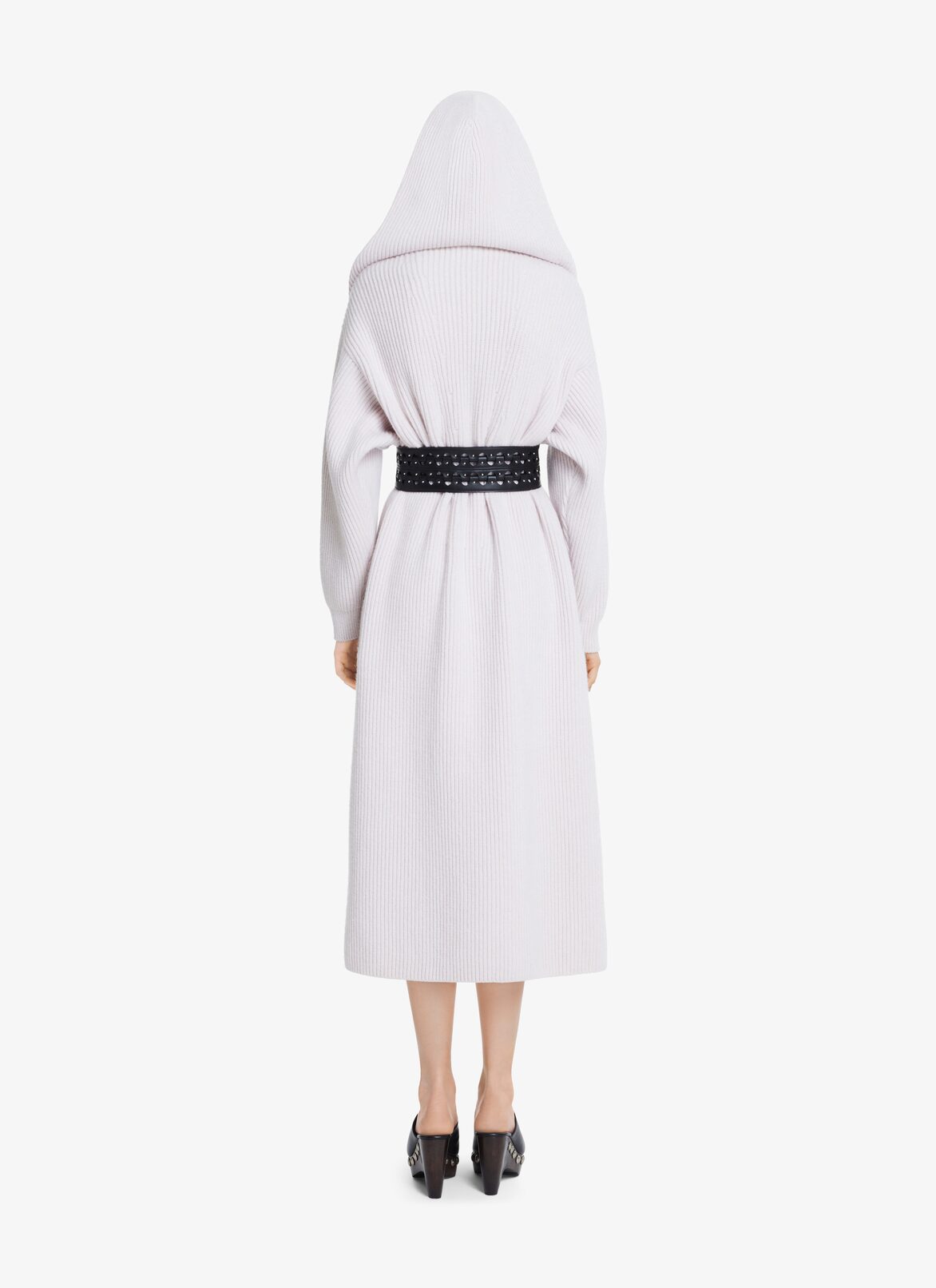 LARGE RIBBED HOODED COAT ALAÏA POUDRE LARGE RIBBED HOODED COAT